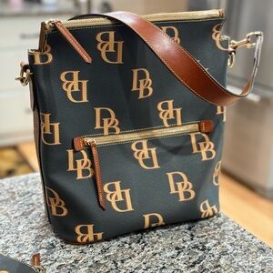 Dooney & Bourke Black and Brown Messenger Bag